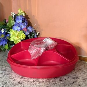 Red Divided Serving Tray